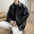 Jackets Men Pu Leather Retro Pockets Loose Korean Style Trendy Outwear Plus Size Cargo Tactical Daily Handsome All-match Clothes. 