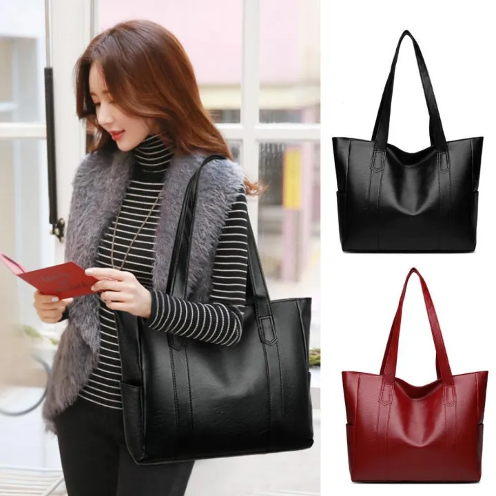 Ladies%20Shoulder%20Bags%20Solid%20Color%20Tote%20Bags%20Fashion%20Solid%20Color%20Handbag%20PU%20Leather%20Handbags%20Large%20Capacity%20Shoulder%20Bag%20-%20Image%202