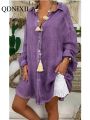 Long Sleeve Oversize Linen Shirt Women White Button Down Shirt Loose Casual Cotton Blouse Womens Tops and Blouses Shirts Blusas. 