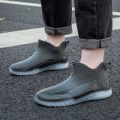 Fashion Short Boots Rain Boots Men's Non-Slip Waterproof Shoes Thickened Kitchen Rubber Shoes Car Wash Floor Wear-Resistant Rubber Boots.