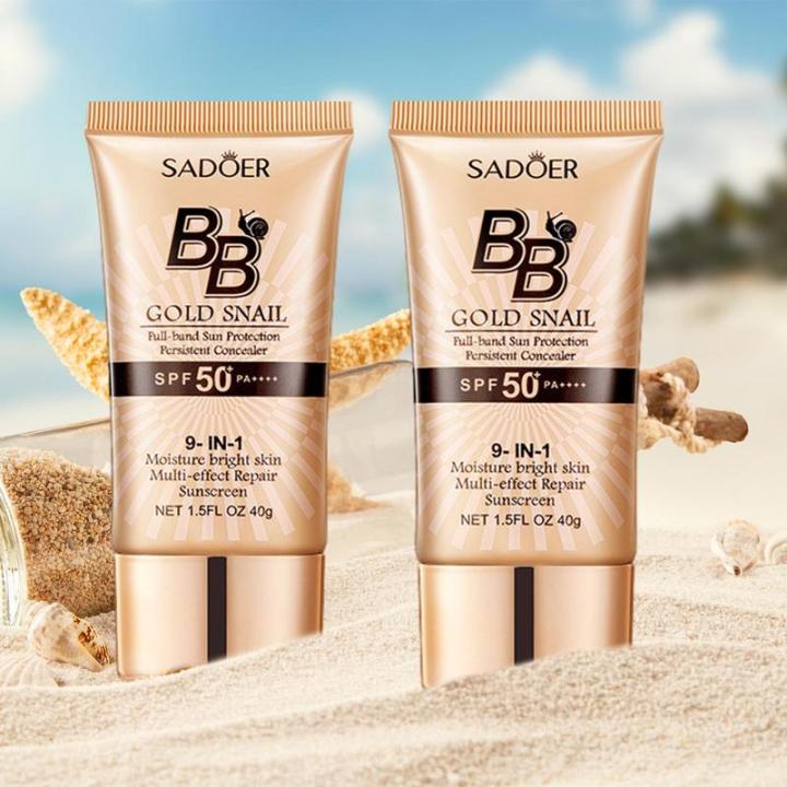 Honoria Honoeie 40g Gold Snail Sunscreen Cream Protector Facial Sun Block SPF 50 BB Cream Isolation Lotion Concealer Facial Moisturizer