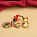 Brass hollow gourd keychain, cinnabar bottle on the lid copper gourd five emperor money key pendant factory direct supply.