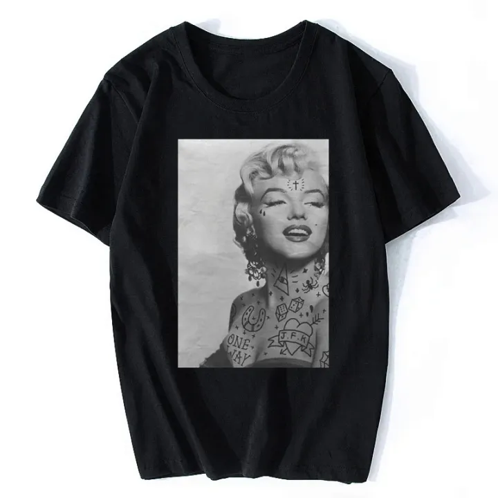 T-Shirt Marilyn Monroe Tattoo White The Happiness Is Have My TShirt New Top Christmas Gifts Men Tee Funny Shirt