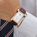 【support】 WWOOR Brand Classic Fashion Mens Rectangle Watches Male Brown Leather Quartz Waterproof Wrist Watch For Men Calendar Clocks. 
