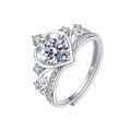 Platinum Plated Full Zircon Sparkling Wedding Crown Bridal Ring for Women Crown Micropaved Diamond Engagement Ring.