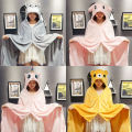 Cartoon cute cape, blanket, flannel, lazy shawl, cape, student hooded, home office, napwear. 