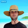 Sun Protection Summer Men's Straw Hat Foldable Cowboy Hat Outdoor Sun Shade Top Hat Beach Hat Broad-Brimmed Hat Travel Cap Men.