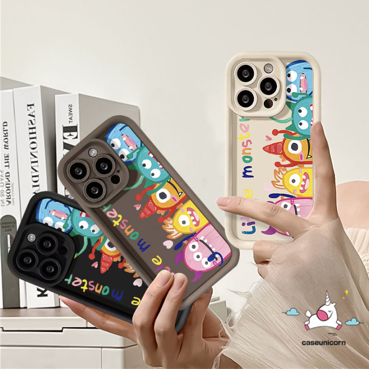 Colorful Creative Happy Cartoon Cute Little Monster Soft Case For Oppo A12 A53 A1k A7 A55 A16 A55 A15S A17 A5s A54s A77 A76 A74 A3s A31 A95 A17k A16s A9 A96 A16E A92 A52 A16K A77s Couples Angel Eyes Cover