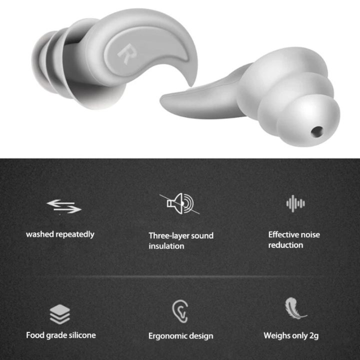 1Pair%203%20Layer%20Soft%20Silicone%20Ear%20Plugs%20Tapered%20Sleep%20Noise%20Reduction%20Earplugs%20for%20Kid%20Swimming%20Studying%20Airplanes%20-%20Image%203