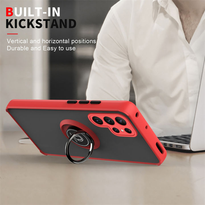 xprmy%20for%20Samsung%20Galaxy%20S23%20Ultra%20Matte%20clear%20phone%20protector%20case%20car%20magnetic%20ring%20stand%20anti-fall%20back%20cover%20-%20Image%205