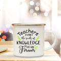 Teacher Change The World Print Enamel Mug School Coffee Mugs Teachers Water Cup Creative Teacher’s Day Gifts.