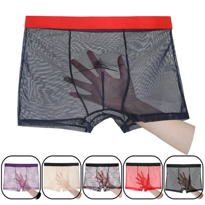 New Seamless Mesh Slips Underwear See Through Underpants Men's Transparent Boxer Underwear Homme Panties Boxer Short
