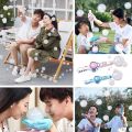 Bubble Machine Automatic Magic Smoke Bubble Machine Kids Heart Toy Birthday Gift with Bubble Water Bubble  Wedding, Indoor and Outdoor. 