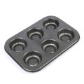 6 Round Non Stick Muffin and Mini Cupcake Mold - Black. 