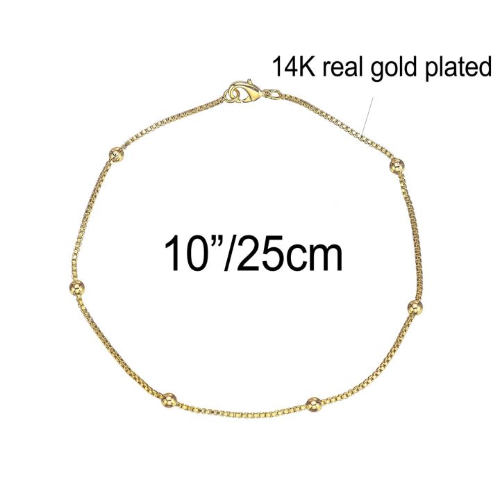 Gold%20Color%20Satellite%20Link%20Chain%20Beaded%20Anklet,%209%2010%2011%20inches%20Box%20Chain%20Ankle%20Bracelet%20for%20Women%20Men%20Waterproof%20-%20Image%204
