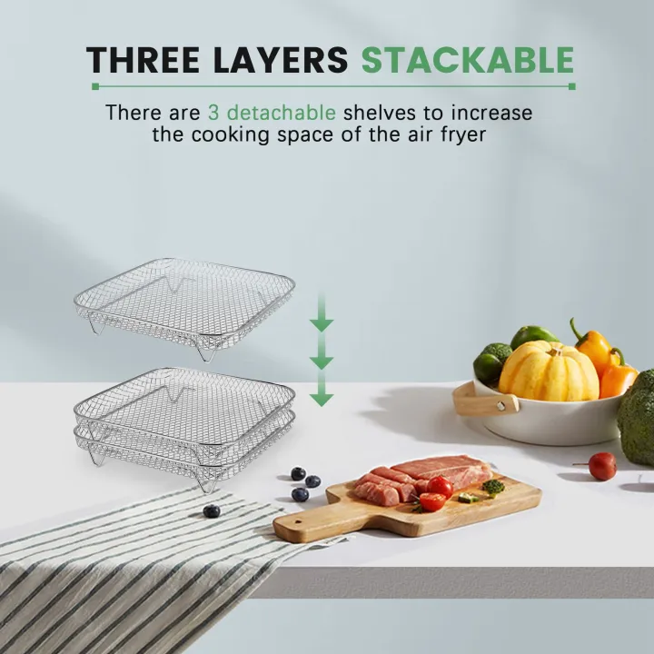 8%20Inch%20Air%20Fryer%20Rack%20for%20Instant%20Vortex%20Air%20Fryer,,%20Air%20Fryer,Square%20Three%20Stackable%20Dehydrator%20Racks%20-%20Image%205