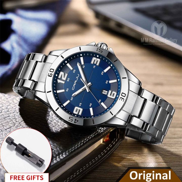 CRRJU%205003%20Unique%20Fashion%20Stainless%20Steel%20Quartz%20Luminous%20watch%20For%20Men%20-%20Silver%20Blue%20Color%20-%20Image%202