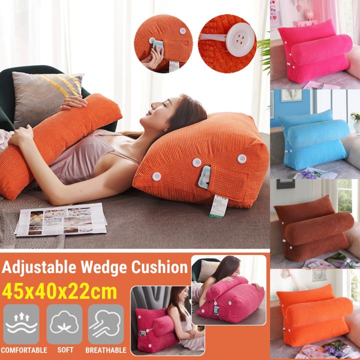 Make you feel comfortable40x45x22cm Adjustable Velvet Triangle Back Wedge Cushion Soft Support Pillow