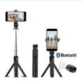 XT-02 Flexible 2 in 1 Bluetooth Selfie Stick Horizontal and Vertical Shooting Mobile Phone Tripod Remote Control Selfie Stand. 