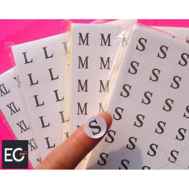 Size Tags Sticker White S-XS-M-L-XL-XXL-Mix or Any Size