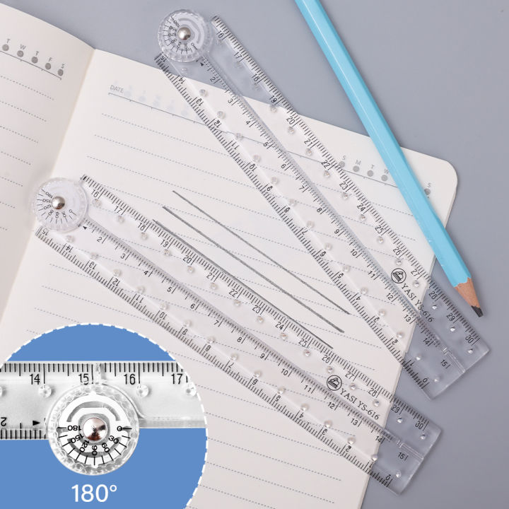 1/3Pcs%20Acrylic%20Transparent%20Folding%20Ruler%20Students%20Stationery%20Drawing%20Measuring%20Tools%20Straight%20Rulers%20With%20Small%20Protractor%20-%20Image%202