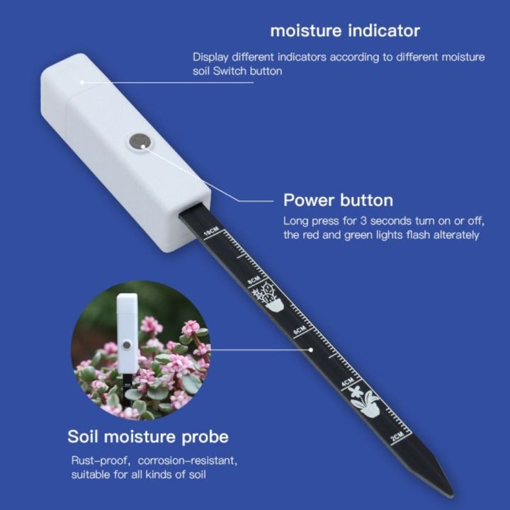 Portable Greenhouse Potted Humidity Sensor Soil Moisture Meter With Flashing Light Farm Detector