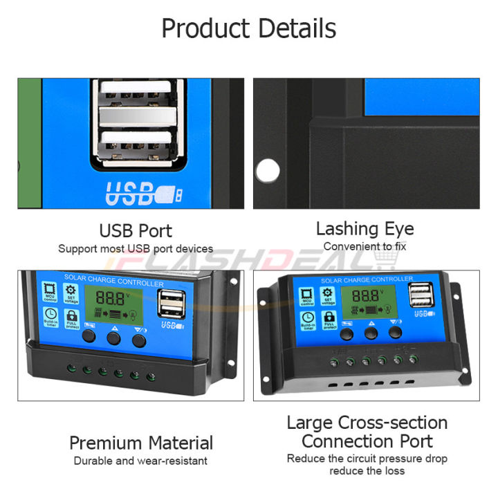 iFlashDeaal%2030A%20Solar%20Charge%20Controller%20Solar%20Panel%20Controller%2012V/24V%20Adjustable%20LCD%20Display%20Solar%20Panel%20B-attery%20Regulator%20With%20USB%20Port%20Auto%20PWM%20Controllers%20Intelligent%20System%20Charging%20Controller%20For%20Home%20-%20Image%206