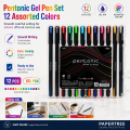 Pentonic Multi-Color Gel Pen Set with Refillable 0.7mm Tips in Elegant Box.