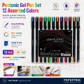Pentonic Multi-Color Gel Pen Set with Refillable 0.7mm Tips in Elegant Box.