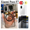 Poco F7 4in1 Case Magnetic Sticker Shockproof Phone Case for Xiaomi Poco F7 Ultra F7 Pro X7 Pro M7 Pro Tempered Glass Screen Protector+back film.