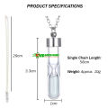 Hourglass Luminous Necklace Glass with Chain Glow in the Dark Sand Hourglass Pendant Jewelry Jewellery (Blue). 