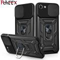 For iPhone 7 Phone Case, iPhone 8 Phone Case, iPhone SE 2020 Phone Case, Military-Grade Push Window Cover Ring Stand Hard Anti-Fall Casing. 