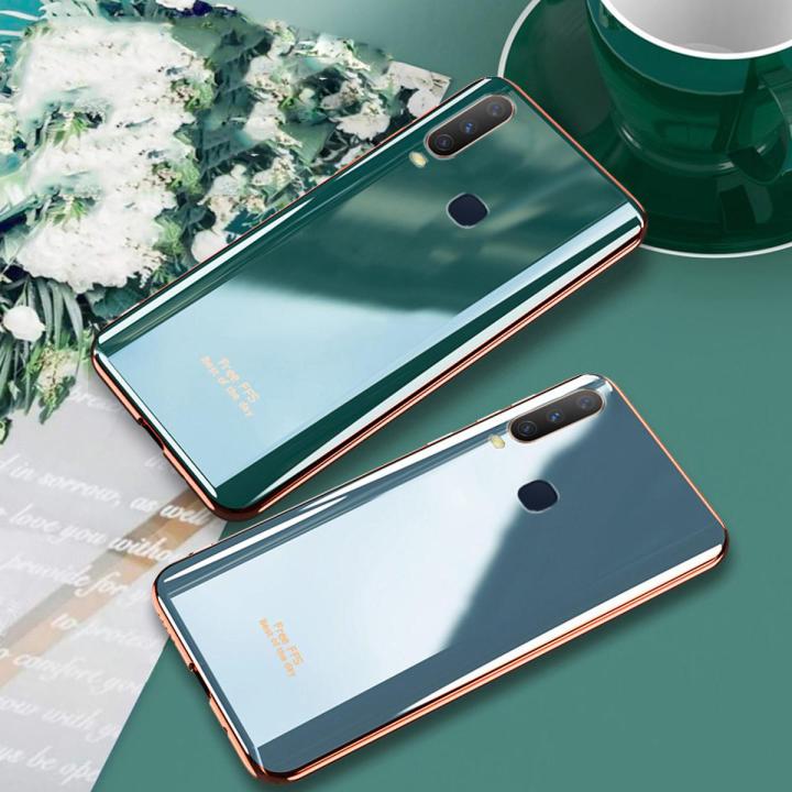 Phone Case Vivo Y12 Back Cover Silicone Soft Cases Electroplated Avocado Green Glitter Full Protector Phone Cases Vivo Y12 Case