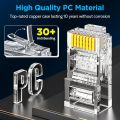 AMPCOM Professional Grade CAT6 Pass Through RJ45 Connector, 50μ Gold-Plated Ethernet Plugs for Solid/Stranded 23-26AWG UTP Ethernet Cables. 