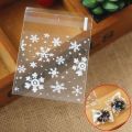 100 pcs Sachets Pouches White Snowflake Packaging Bag for Cookies Biscuits Christmas Candies. 