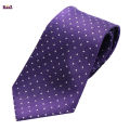Purple White Dot Embroidery Mens Casual Plaid Micro Self Necktie. 