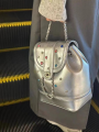 Korean Faux Diamond Aesthetic Leather Mini Bucket Fashion Niche All Match Chain Backpack Luxury Fairy Grunge Y2k Girl Handbag. 