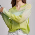 Lazy style thin smock summer new loose gradient knit sweater women's European station women's simple fashion pullover.