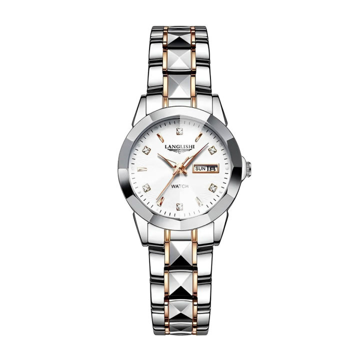 Planett Fanss LANGLISHI Fashion Women's Watch Luxury Top Brand Women Watch Calendar Luminous Stainless Steel Strap Watches For Women Quartz Wristwatches Ladies Clock Gifts