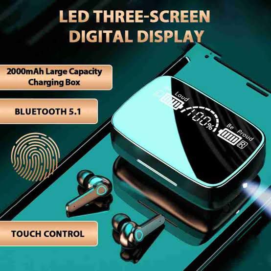 M19 Tws Headphones 5.1 Bluetooth Sports In-Ear Noise Canceling 3 Screen Earphone Headsets - Bluetooth Headphone by str gadget shop