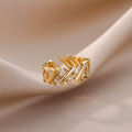 Zircon Bar Rings For Women Gold Plated Stainless Steel Bar Opening Ring 2023 Trending Luxury Wedding Aesthetic Jewelry anillos.
