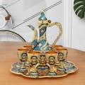 Turkish Coffee Pot Set Craft including Teapot and Tea Cups Decorative Turkish Cup Set Drinkware Flagon for Home Decorations Gifts. 