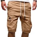 Summer Men Cargo Half Pants Casual Elastic Waist Pocket Solid Pocket Loose Shorts Oversized S-5XL BSDFS-ZK36.