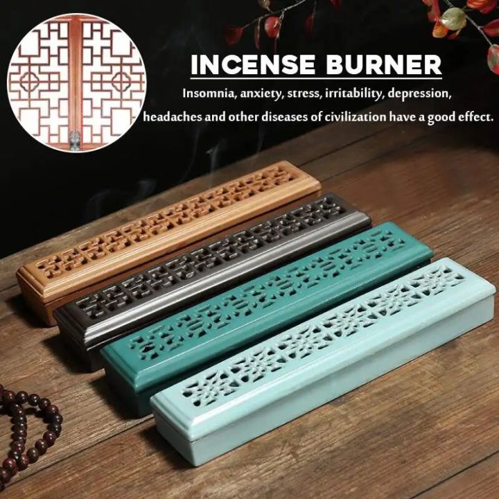 【Hey my home】Incense Holder Incense Burner Protable Traditional Type Wood Incense Box Aromatherapy Censer For Office