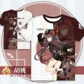 Genshin Impact Cosplay Ayaka Kazuha 3D Digital Printing Character Skills Two-sided Element T-shirt Cartoon Anime Men's T-shirt.