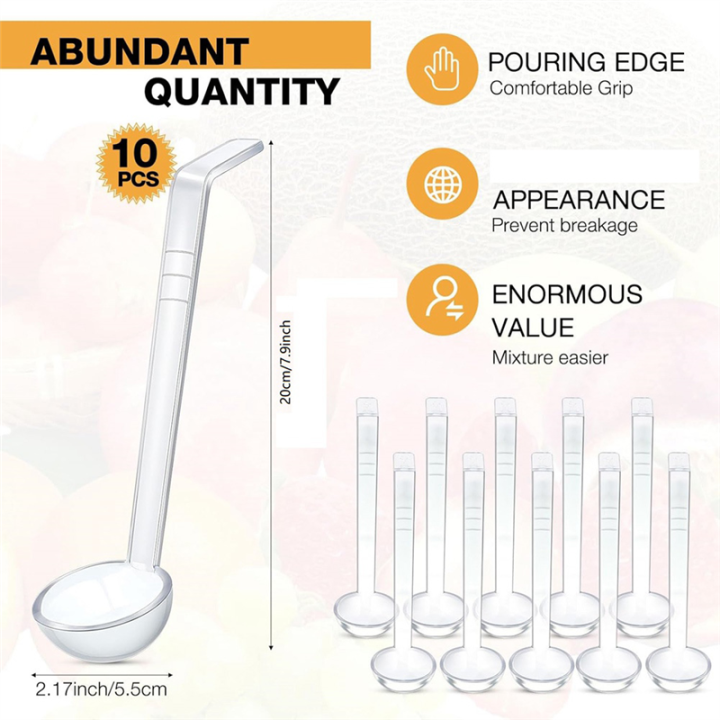 10%20Pieces%207.8Inch%201Oz%20Clear%20Small%20Ladle%20Mini%20Ladle%20for%20Sauce%20Long%20Handle%20Plastic%20Punch%20Bowl%20Ladle%20Serving%20Spoons%20About%2020cm%20-%20Image%203