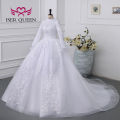2023 New Arab Muslim Wedding Dress White Color Ball Gown Plus Size Lace Appliques With Beading Bride Dresses For Women WX0327. 