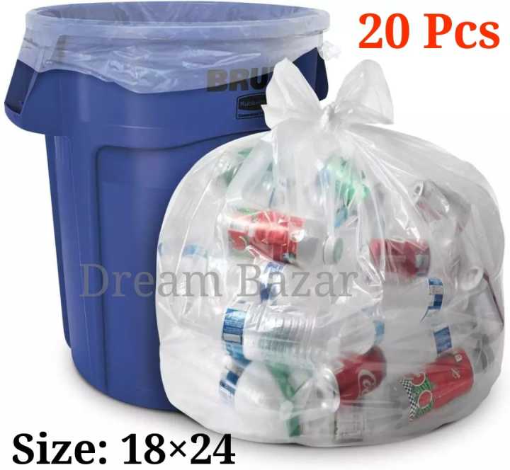 18 X 24 inch 20 pcs High Quality Crystal clear Plastic Flat poly Bag Disposable transparent PVC polythene Film for storage Garbage Trash Waste Soap Candles Packaging garments item Gift
