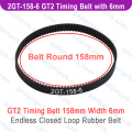 2GT-158-6 GT2 Timing Belt 158mm Width 6mm Synchronous Endless Closed Loop Rubber Belt 56 Teeth For 3D Printer CNC Machine Parts 158-2GT-6.