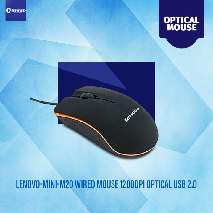 Lenovo-Mini-M20 Wired Mouse 1200Dpi Optical Usb 2.0 - Pro Gaming Mouse Optical Mice Frosted Surface For Computer Pc & Laptop